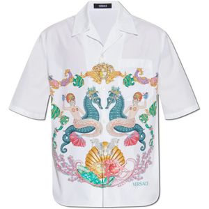 Versace, Heren, Overhemden, Wit, Maat: XL Katoen,