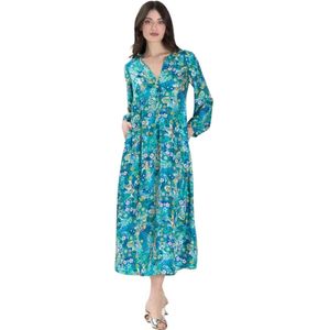 Momoni, Dames, Jurken, Blauw, Maat: S Zijde,