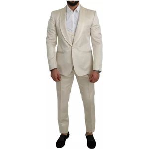 Dolce & Gabbana, Heren, Pakken, Beige, Maat: XS Wol,