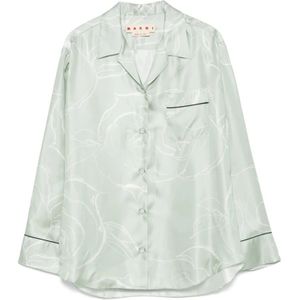Marni, Dames, Blouses & Shirts, Groen, Maat: L
