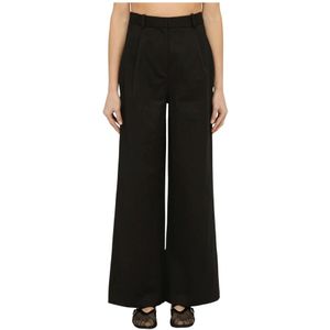 Loulou Studio, Dames, Broeken, Zwart, Maat: M Katoen,