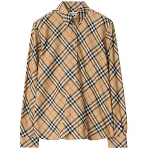 Burberry, Heren, Overhemden, Bruin, Maat: M Katoen,