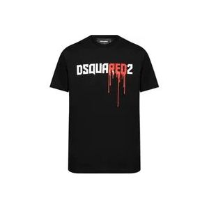 Dsquared2 T-shirt met logo , Black , Heren , Maat: 2XL