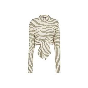 Balmain Zebra print shirt , Beige , Dames , Maat: 2XS