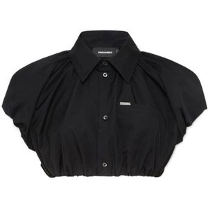 Dsquared2, Dames, Blouses & Shirts, Zwart, Maat: 2XS