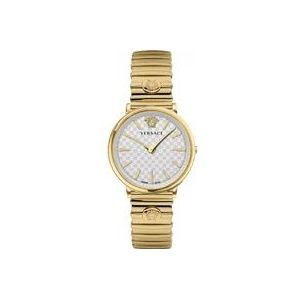 Versace V-Circle Goud Roestvrij Stalen Horloge , Yellow , Dames , Maat: ONE Size