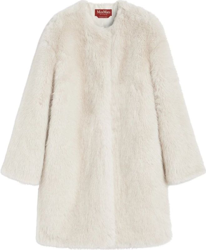 Max Mara Studio - Eros Coat - Midi-jas - Beige - Imitatiebont