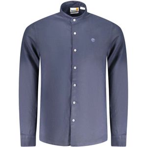 Timberland - Blauwe Mandarin Kraag Shirt - Overhemden - Katoen