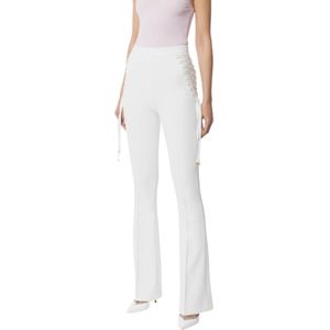 Elisabetta Franchi, Dames, Broeken, Wit, Maat: 2XL Poliester,