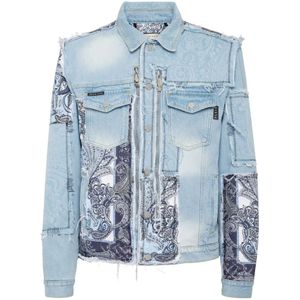 Philipp Plein, Heren, Jassen, Blauw, Maat: 4XL Denim,