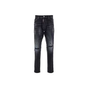 Dsquared2 Zwarte Ripped Jeans Regular Fit , Black , Heren , Maat: S