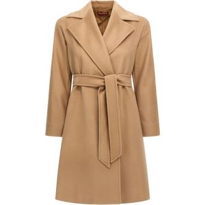 Max Mara Studio, Dames, Mantels, Beige, Maat: 4XS Wol,