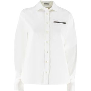 Brunello Cucinelli, Dames, Blouses & Shirts, Wit, Maat: XL Katoen,