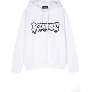 Dsquared2, Heren, Sweatshirts & Hoodies, Wit, Maat: L Katoen,
