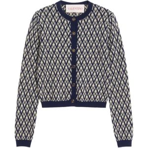 Valentino Garavani, Dames, Truien, Blauw, Maat: L Wol,