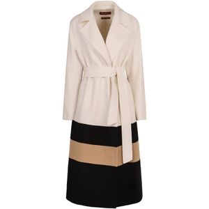 Max Mara Studio, Dames, Mantels, Wit, Maat: M Wol,