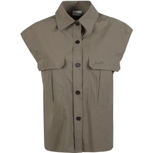 P.a.r.o.s.h., Dames, Blouses & Shirts, Grijs, Maat: XS Katoen,