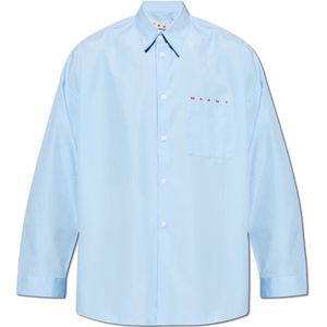 Marni, Heren, Overhemden, Blauw, Maat: M Katoen,