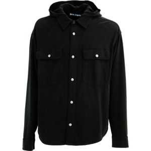 Palm Angels, Heren, Overhemden, Zwart, Maat: 2XS Katoen,