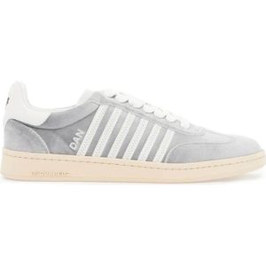 Dsquared2 Fluwelen sneakers met leren details , Gray , Heren , Maat: 41 EU