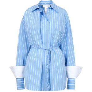 Sportmax, Dames, Blouses & Shirts, Blauw, Maat: XS Katoen,