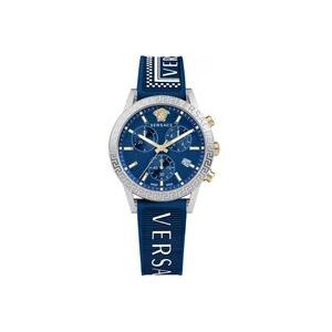 Versace Sport Tech Chronograaf Rubber Horloge Blauw , Gray , Dames , Maat: ONE Size