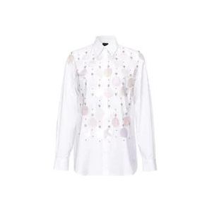 Pinko Poplin overhemd met paillettenborduursel , White , Dames , Maat: 2XS
