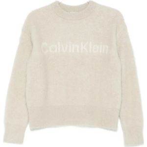 Calvin Klein, Dames, Sweatshirts & Hoodies, Beige, Maat: M Wol,