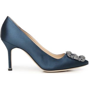 Manolo Blahnik, Dames, Schoenen, Blauw, Maat: 37 EU Zijde,