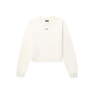 Jacquemus Katoenen sweatshirt met applicatielogo , Beige , Dames , Maat: XS