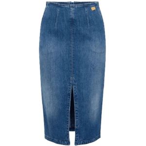 Elisabetta Franchi, Dames, Rokken, Blauw, Maat: S Denim,