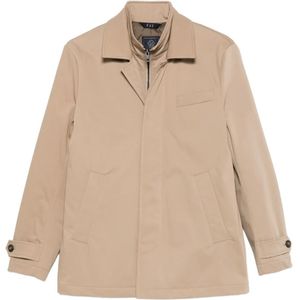 Fay, Heren, Jassen, Beige, Maat: S Leer,