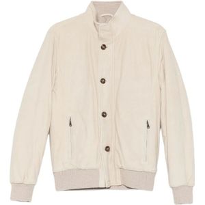 Barba, Heren, Jassen, Beige, Maat: L Leer,