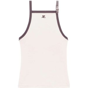 Courrèges, Dames, Tops, Beige, Maat: M Katoen,