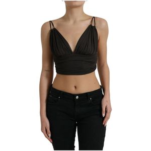 Dolce & Gabbana, Dames, Tops, Bruin, Maat: XS Viscose,