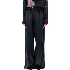 Ferragamo, Dames, Broeken, Zwart, Maat: XS Satijn,