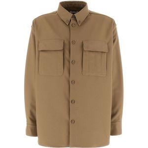 Off White, Heren, Overhemden, Beige, Maat: M Katoen,