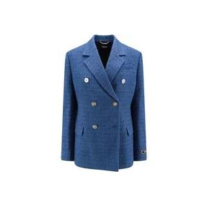 Versace Paillet Tweed Blazer , Blue , Dames , Maat: S