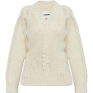 Jil Sander, Dames, Truien, Beige, Maat: XS Wol,