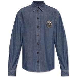 Dolce & Gabbana, Heren, Overhemden, Blauw, Maat: M Denim,