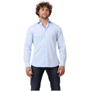 Traiano Milano, Heren, Overhemden, Blauw, Maat: 4XL Leer,