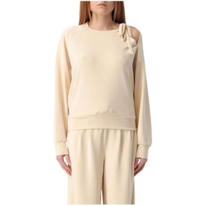 Hugo, Dames, Sweatshirts & Hoodies, Beige, Maat: S