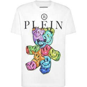Philipp Plein, Heren, Tops, Wit, Maat: 4XL Katoen,