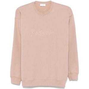 Saint Laurent, Dames, Sweatshirts & Hoodies, Roze, Maat: S Katoen,