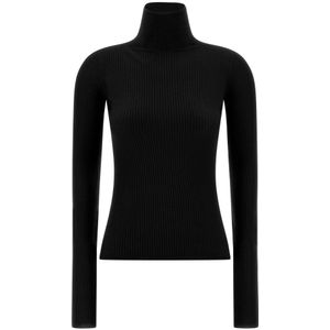 Sportmax, Dames, Truien, Zwart, Maat: L Wol,