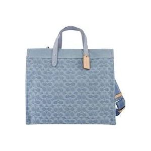 Coach Canvas Blauwe Field Tote 40 , Blue , Dames , Maat: ONE Size