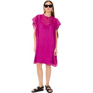 Suncoo, Dames, Jurken, Roze, Maat: M Linnen,