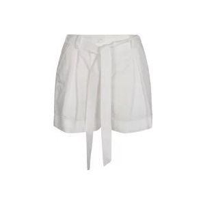 Pinko Witte Brillante Shorts met Textuurafwerking , White , Dames , Maat: 2XS