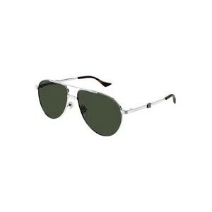 Gucci Stijlvolle zonnebril in zilver/groen , Gray , Heren , Maat: 59 MM