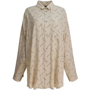 Balenciaga, Dames, Blouses & Shirts, Beige, Maat: S Viscose,